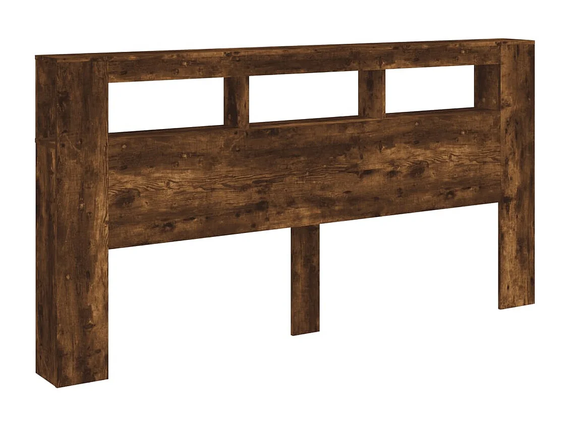 Tête de lit à LED chêne fumé 200x18,5x103,5cm bois d'ingénierie