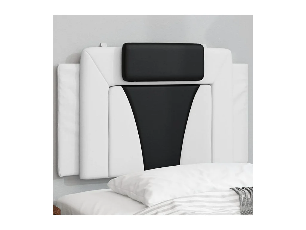 Coussin de tête de lit noir et blanc 80 cm similicuir