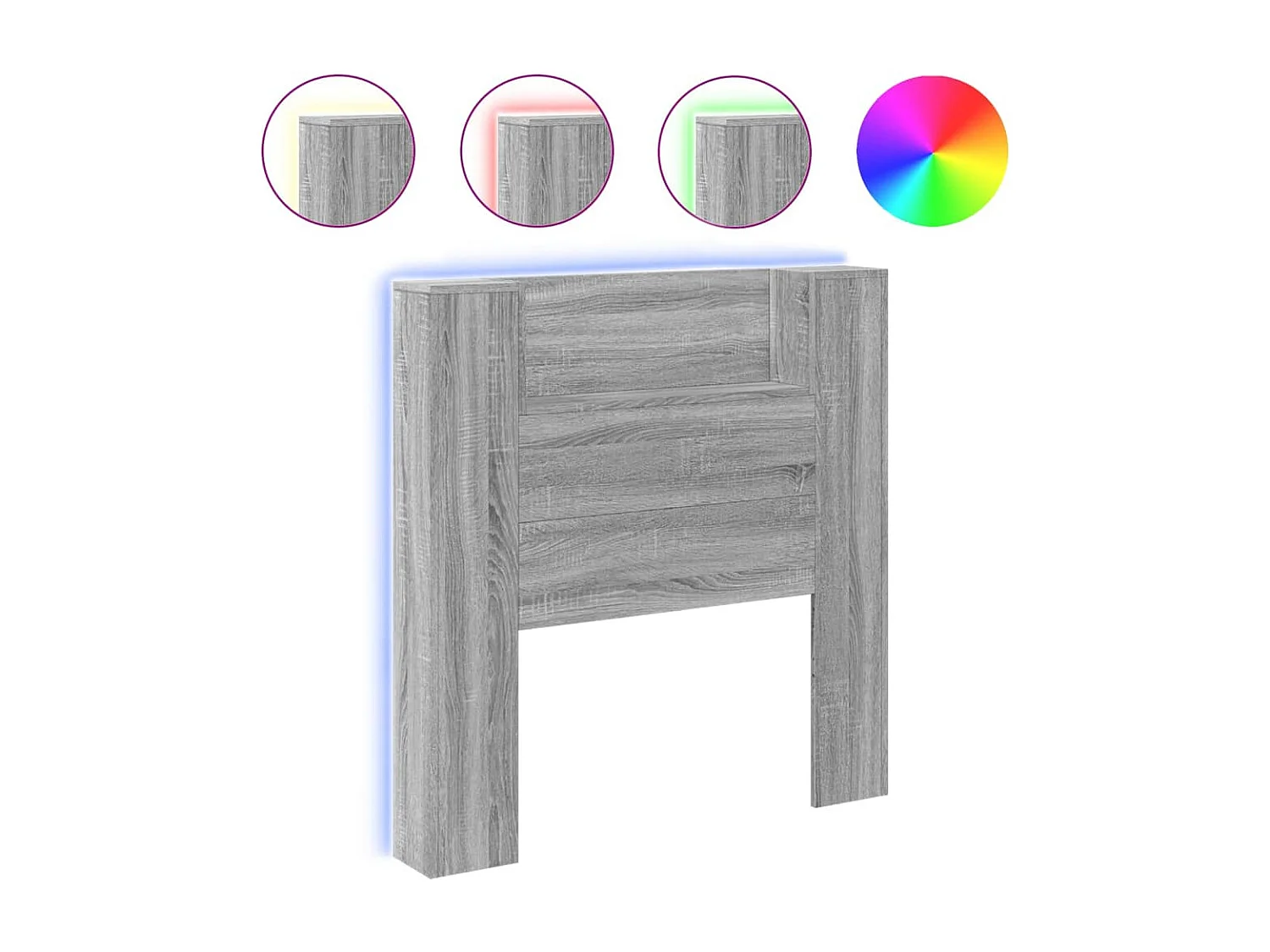 Armoire tête de lit avec LED sonoma gris 100x16,5x103,5 cm