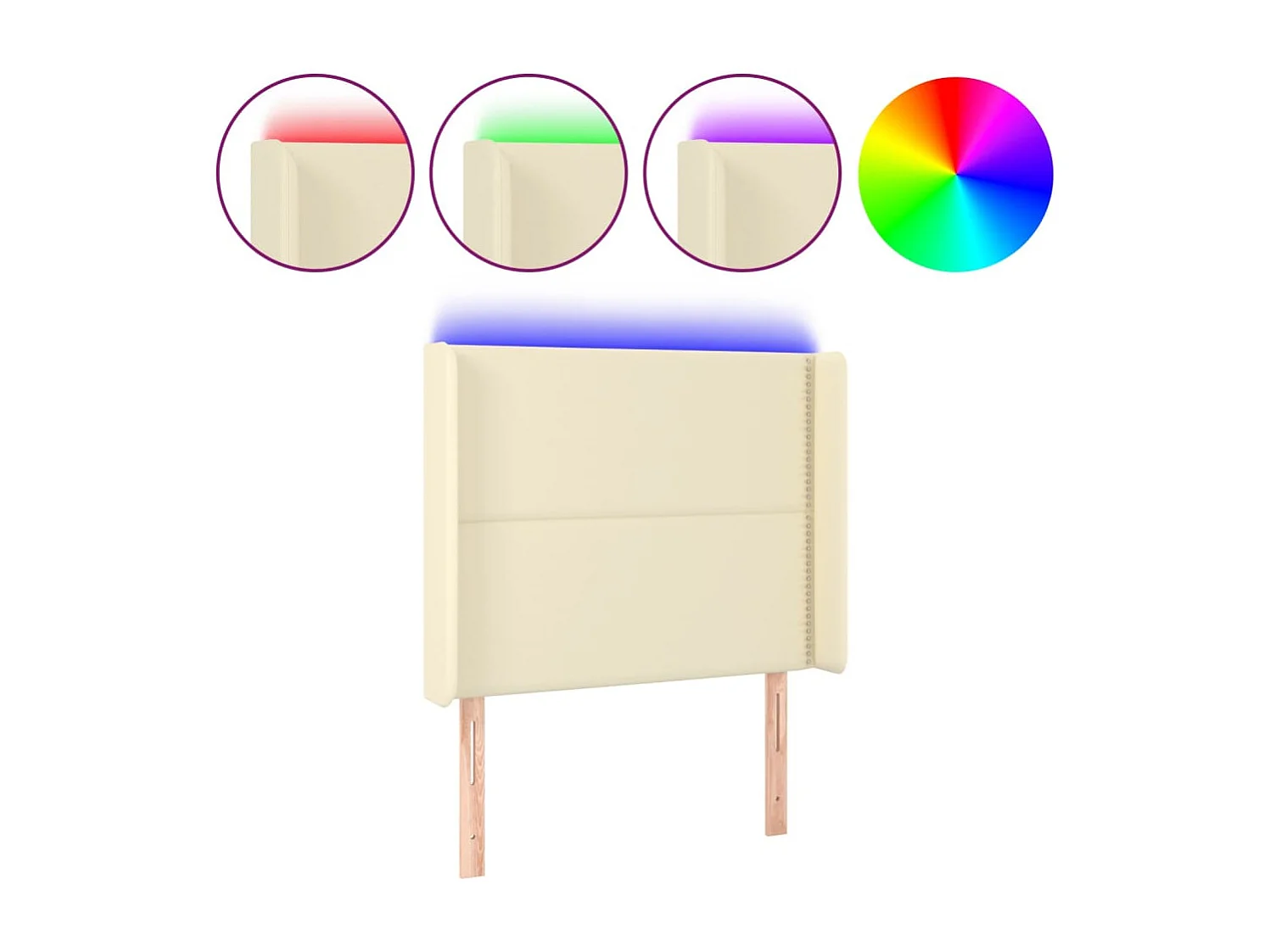 Tête de lit à LED Crème 83x16x118/128 cm Similicuir