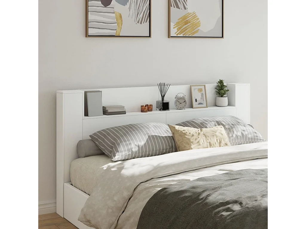 Armoire tête de lit avec LED blanc 200x16,5x103,5 cm