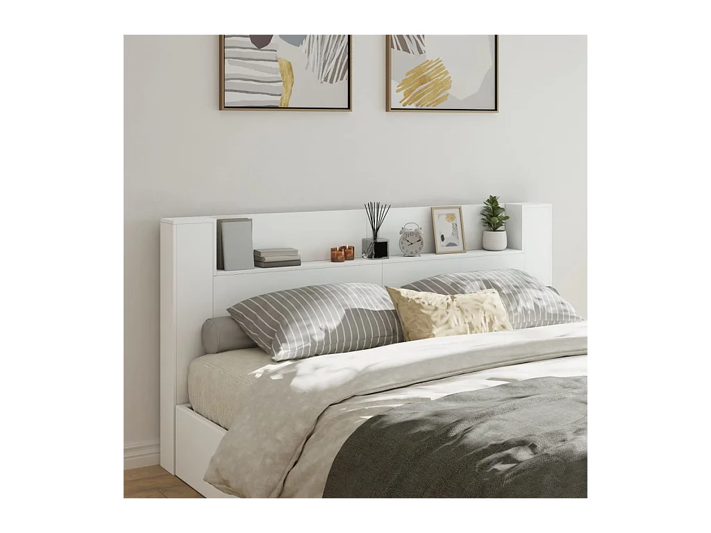 Armoire tête de lit avec LED blanc 200x16,5x103,5 cm