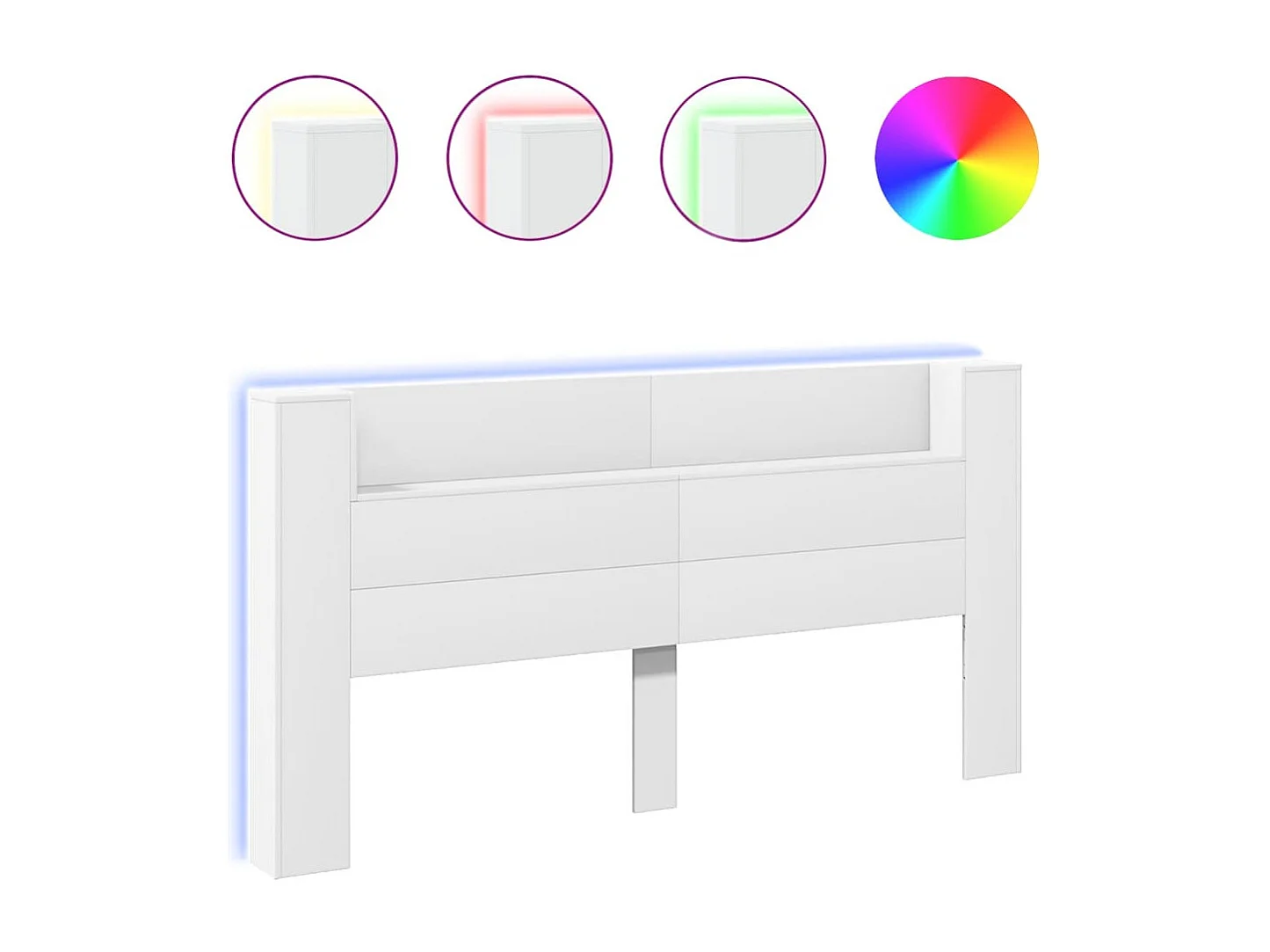 Hoofdbordkast met LED-verlichting 200x16,5x103,5 cm wit