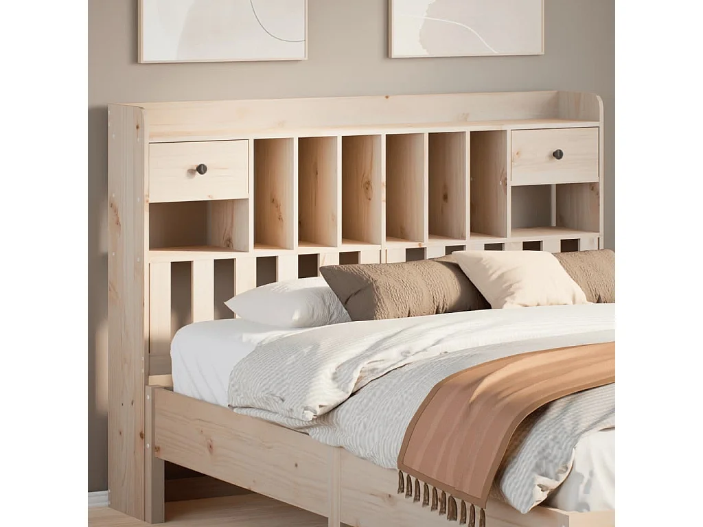 Cabecero de cama con almacenaje madera maciza de pino 150 cm