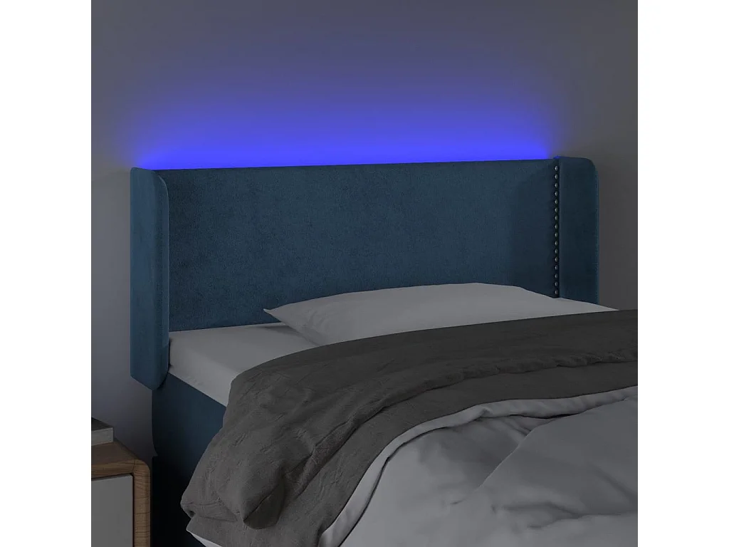 Cabecero con LED de terciopelo azul oscuro 103x16x78/88 cm