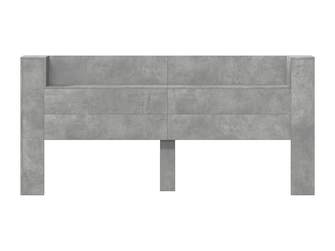 Armoire tête de lit avec LED gris béton 180x16,5x103,5 cm