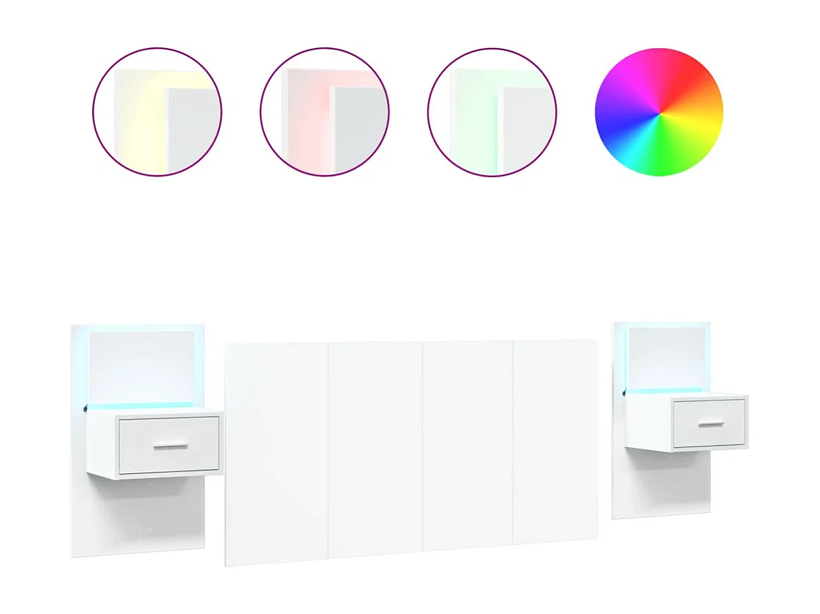 Kopfteil mit Nachttischen Weiß 160 cm Holzwerkstoff
