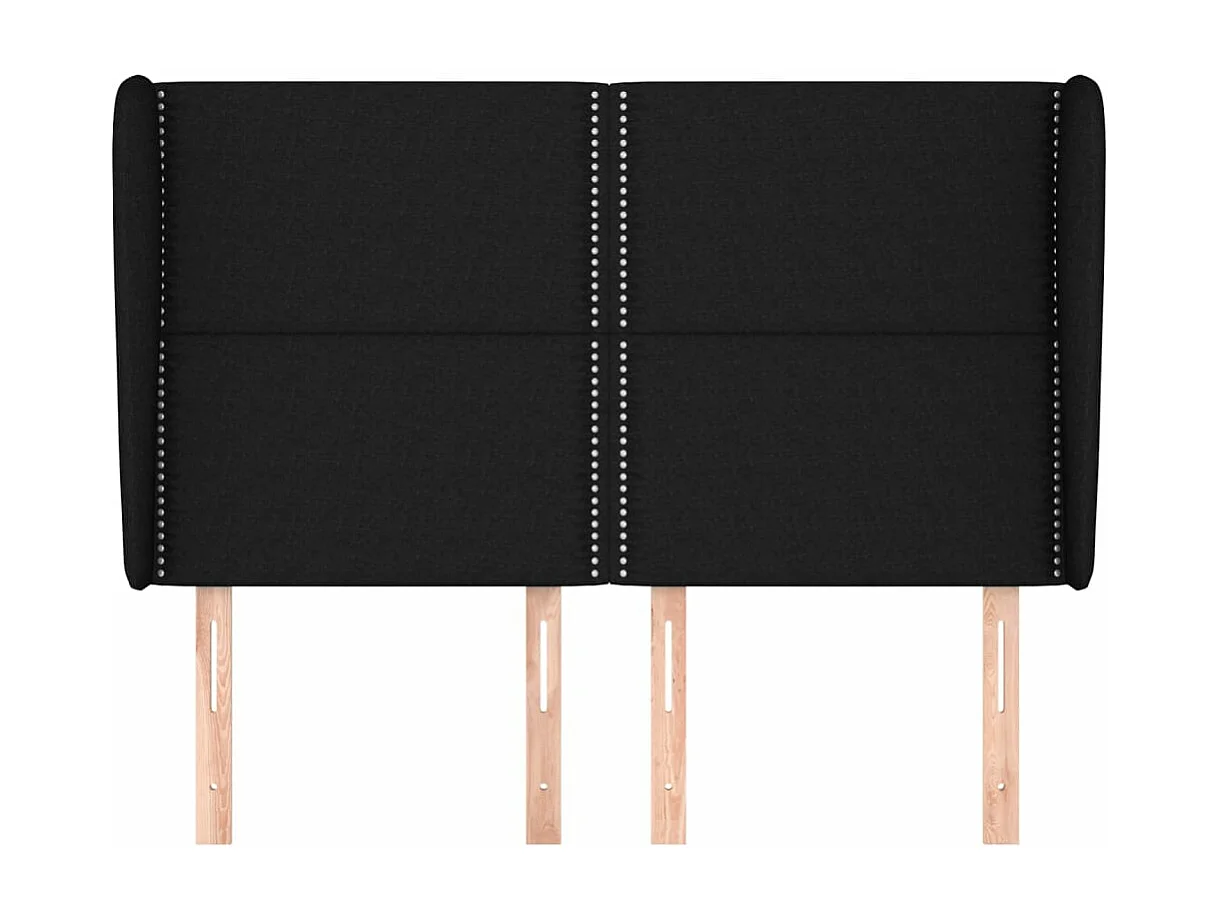 Cabecero con orejas de tela negro 147x23x118/128 cm