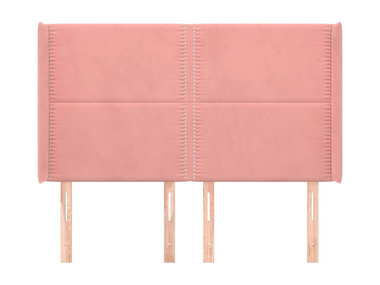 Tête de lit avec oreilles Rose 147x16x118/128 cm Velours