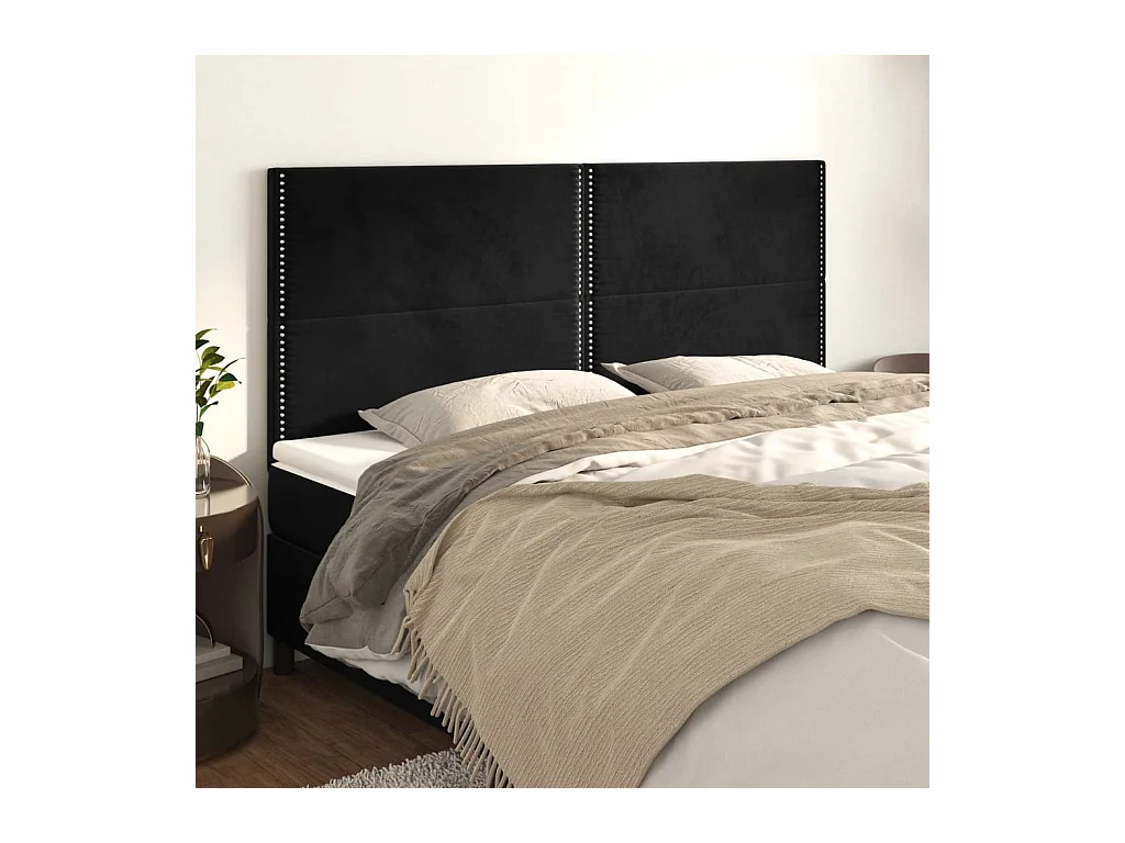 Kopfteile 4 Stk. Schwarz 80x5x78/88 cm Samt