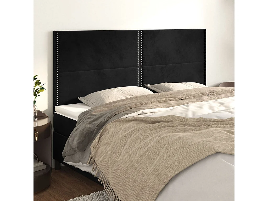 Têtes de lit 4 pcs Noir 80x5x78/88 cm Velours