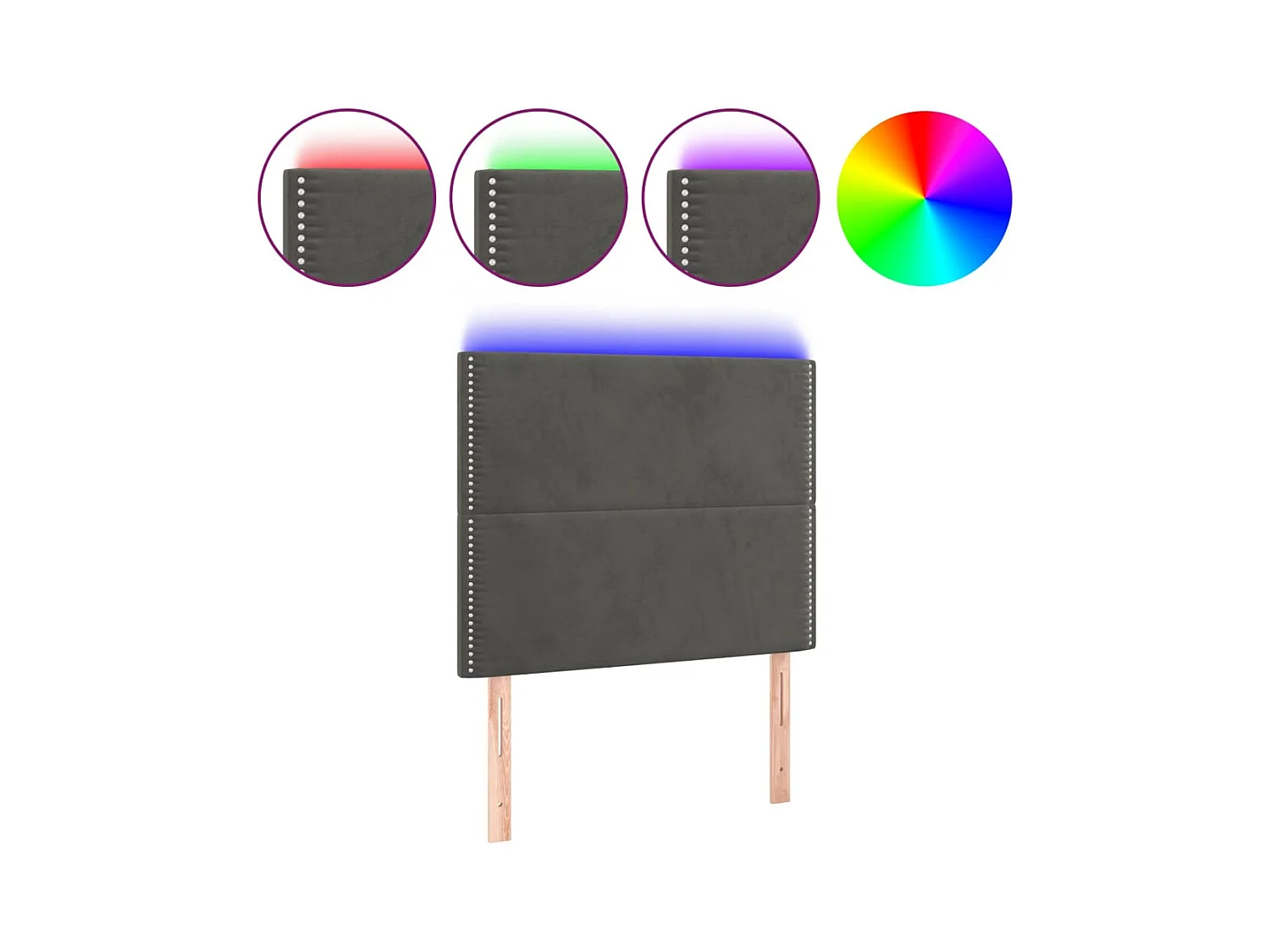 LED Kopfteil Dunkelgrau 80x5x118/128 cm Samt