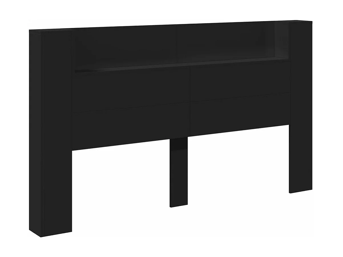 Armoire tête de lit avec LED noir 180x16,5x103,5 cm