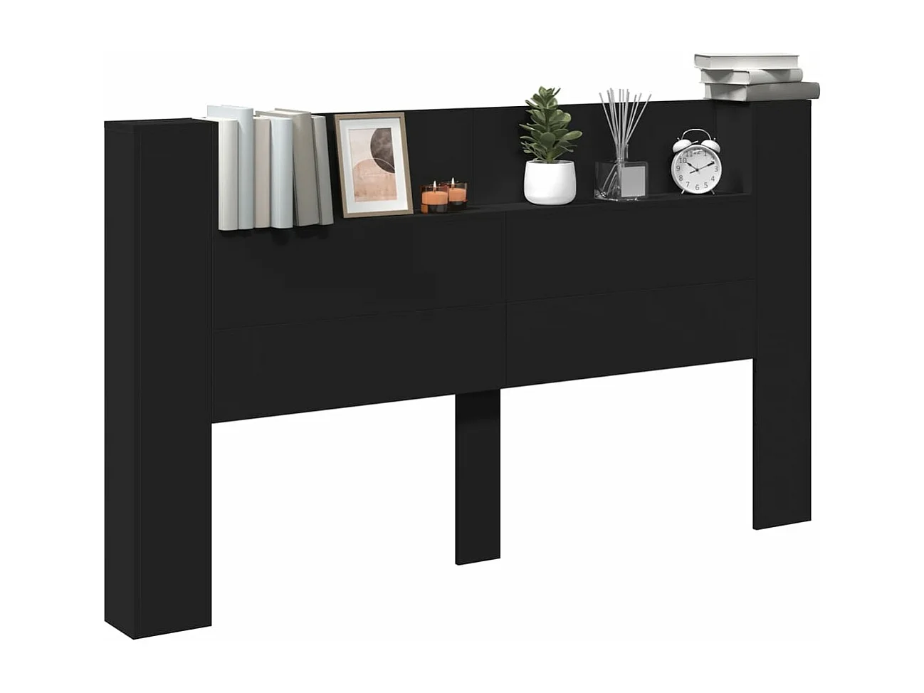 Armoire tête de lit avec LED noir 180x16,5x103,5 cm