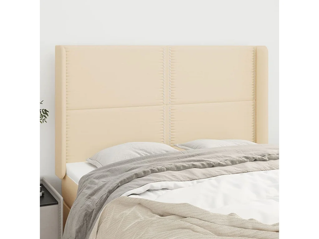 Tête de lit avec oreilles Crème 147x16x118/128 cm Tissu