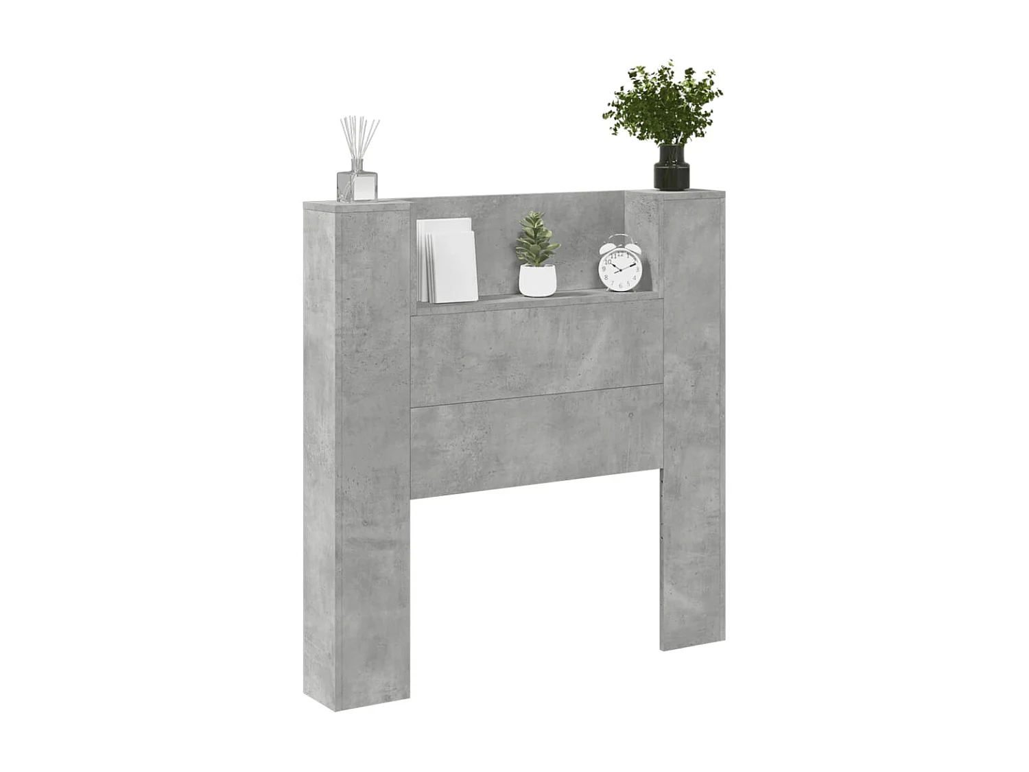 Armoire tête de lit avec LED gris béton 100x16,5x103,5 cm