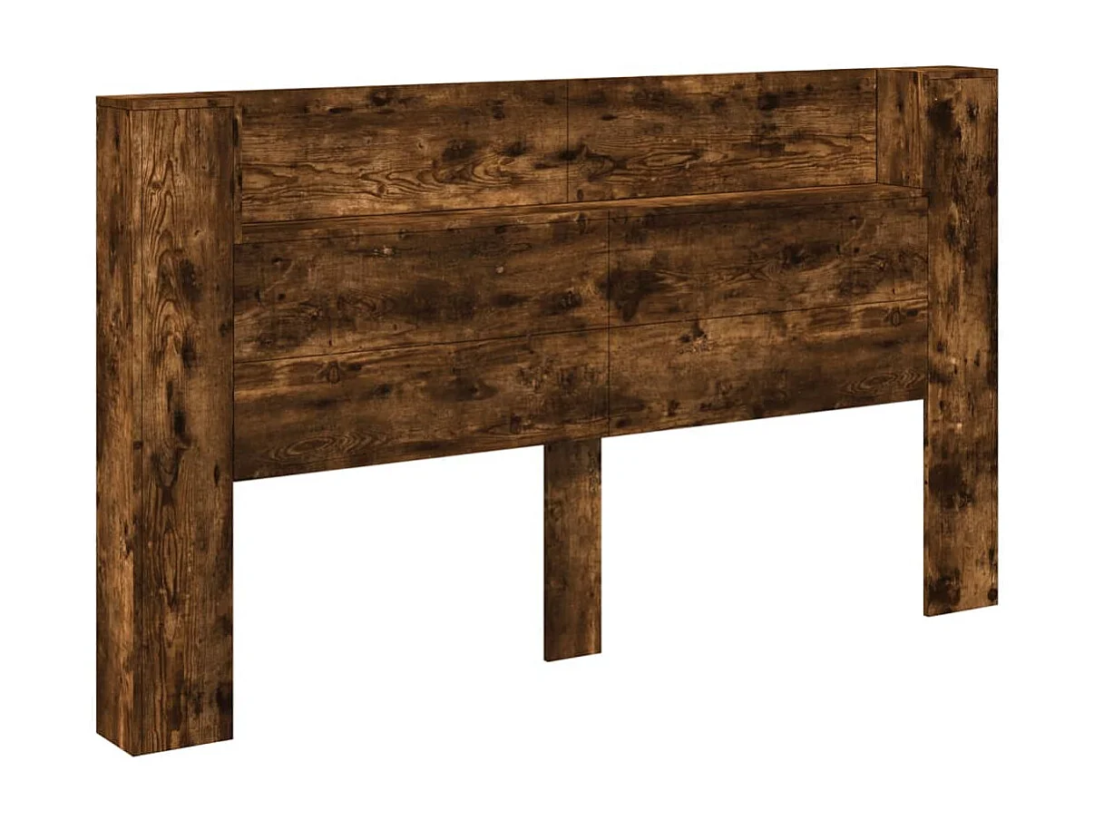 Armário cabeceira c/ luzes LED 180x16,5x103,5cm carvalho fumado