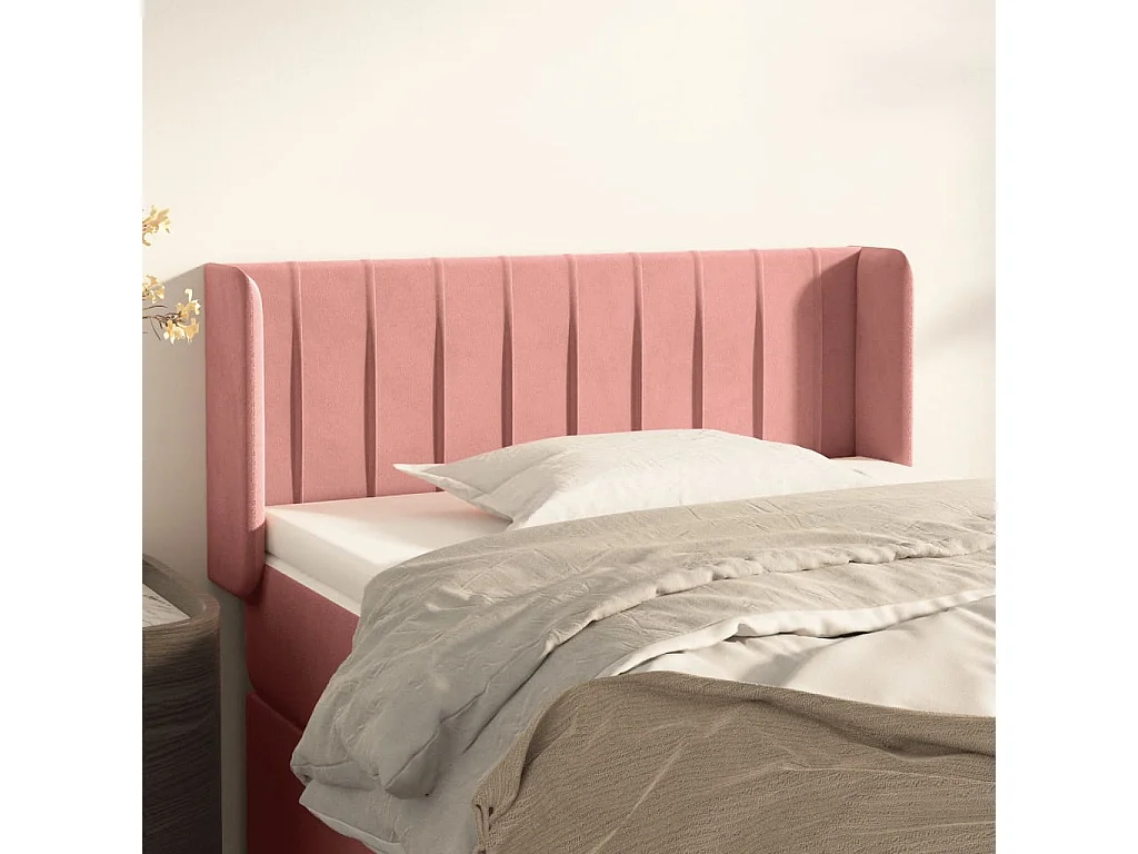 Tête de lit avec oreilles Rose 93x16x78/88 cm Velours