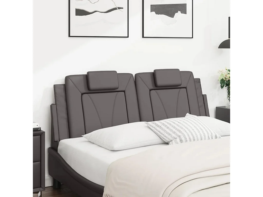 Coussin de tête de lit gris 140 cm similicuir