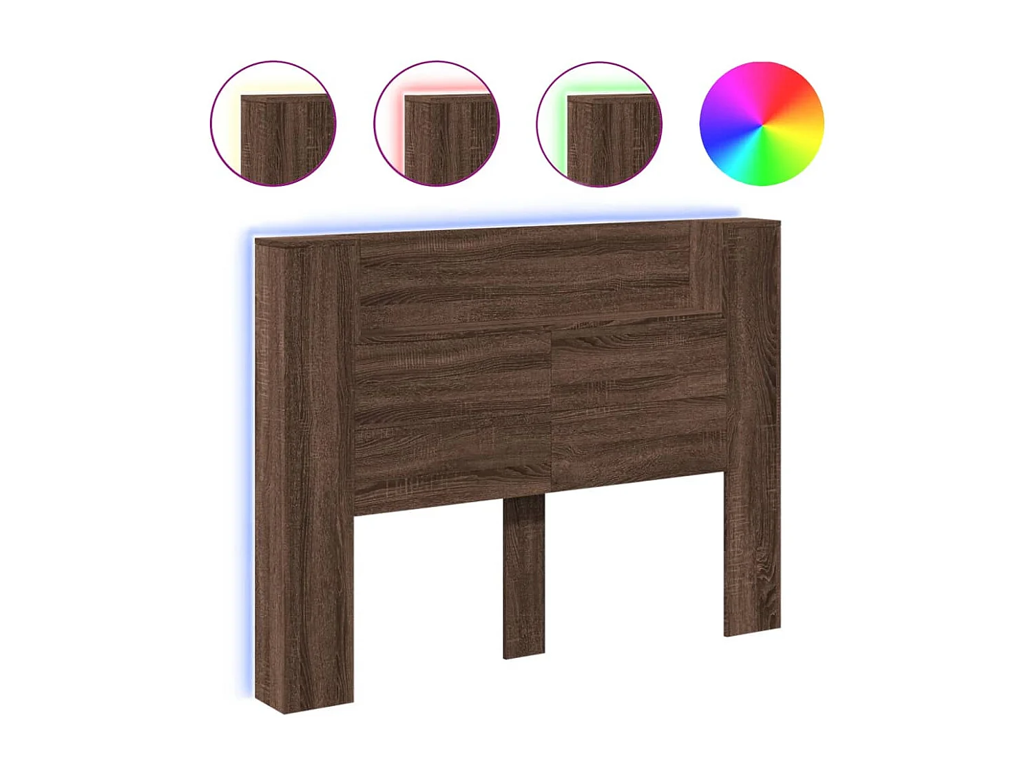 Armoire tête de lit avec LED chêne marron 140x16,5x103,5 cm