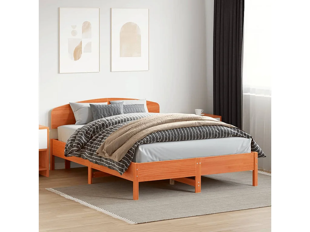 Tête de lit cire marron 150 cm bois massif de pin