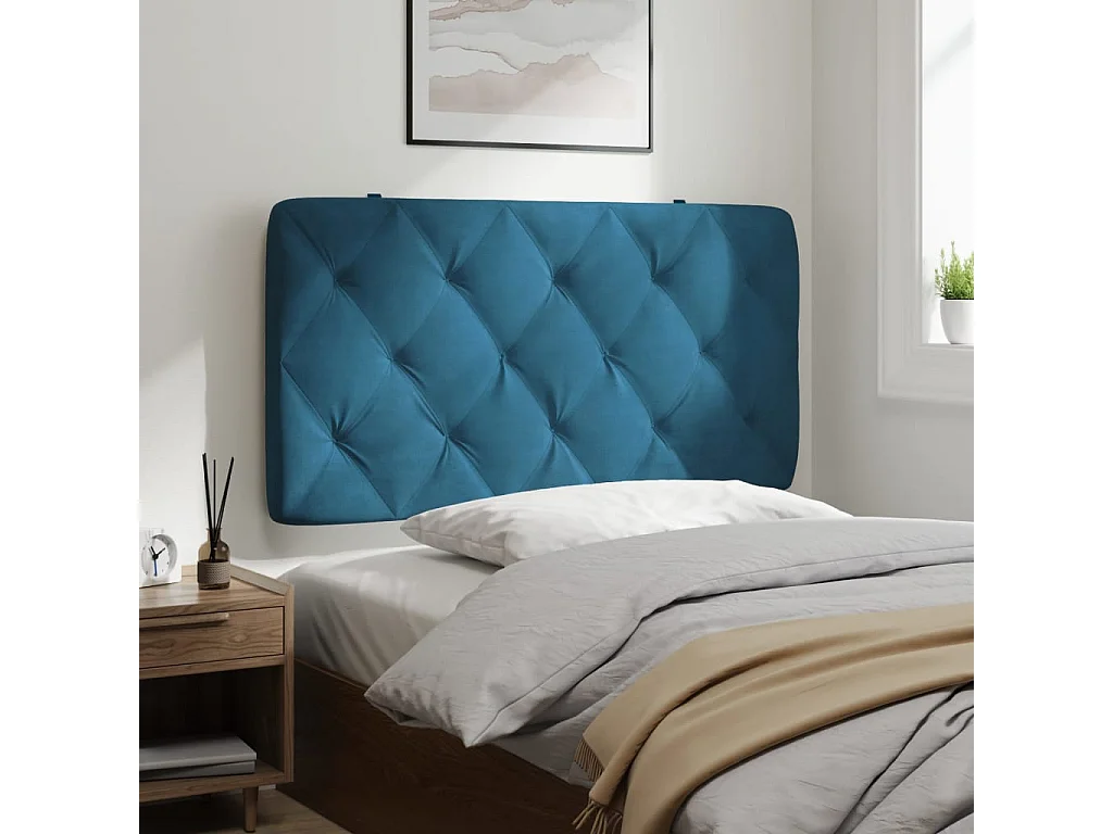 Hoofdbordkussen 100 cm fluweel blauw
