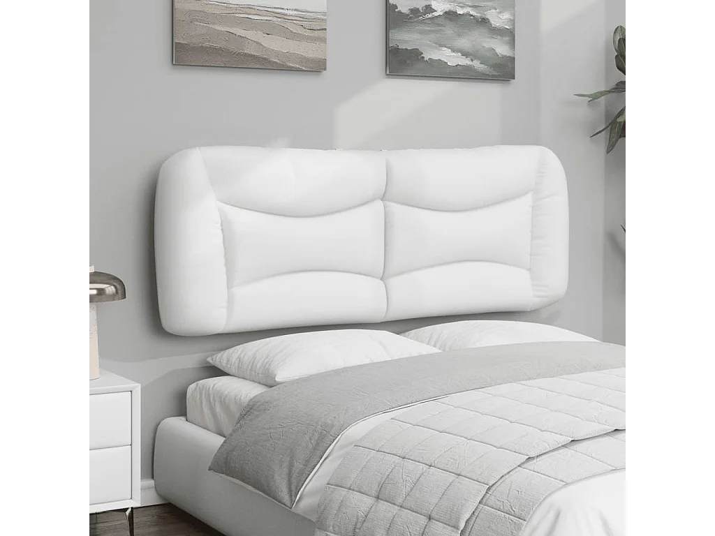 Almofadão de cabeceira 140 cm couro artificial branco