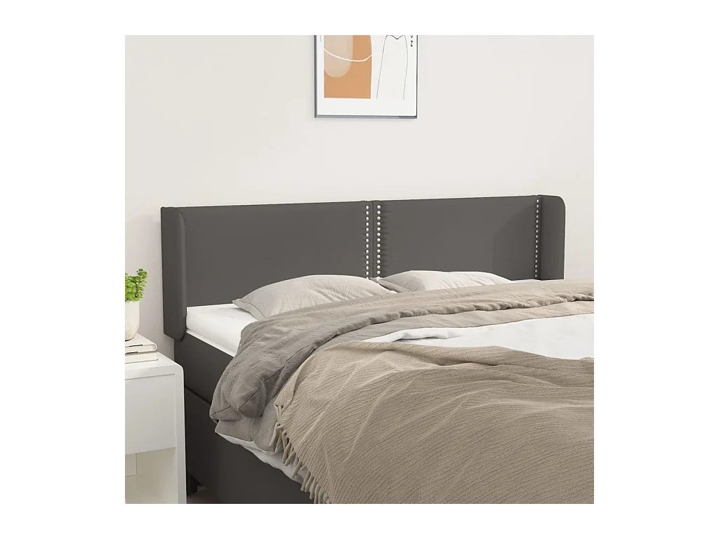 Tête de lit avec oreilles Gris 147x16x78/88 cm Similicuir