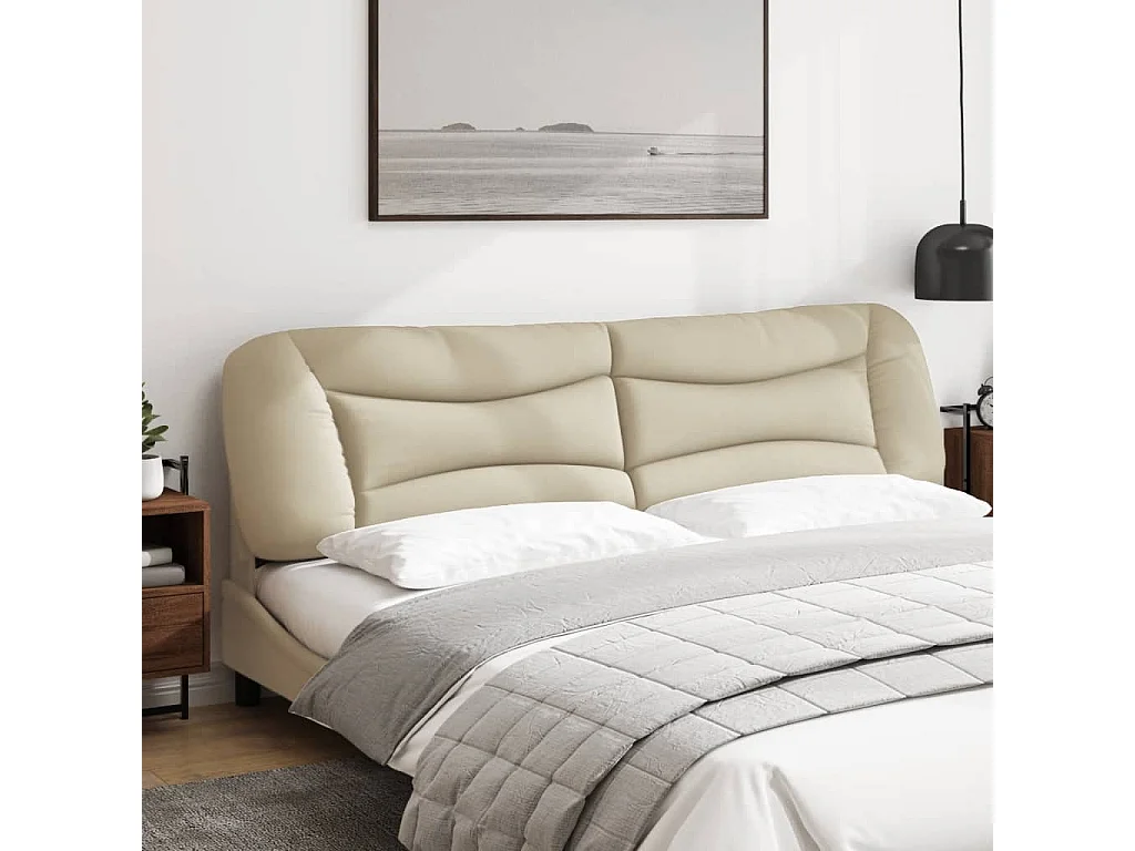Cabecero de cama acolchado tela crema 200 cm