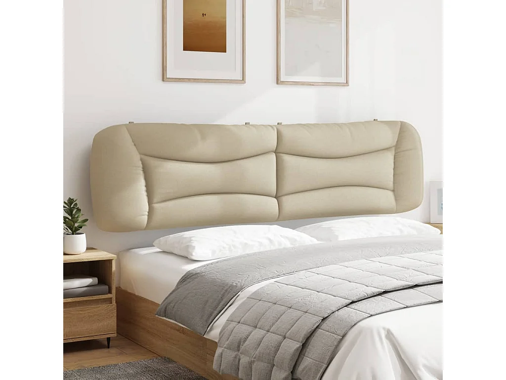 Cabecero de cama acolchado tela crema 200 cm
