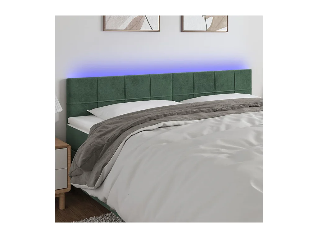 Tête de lit à LED Vert foncé 200x5x78/88 cm Velours