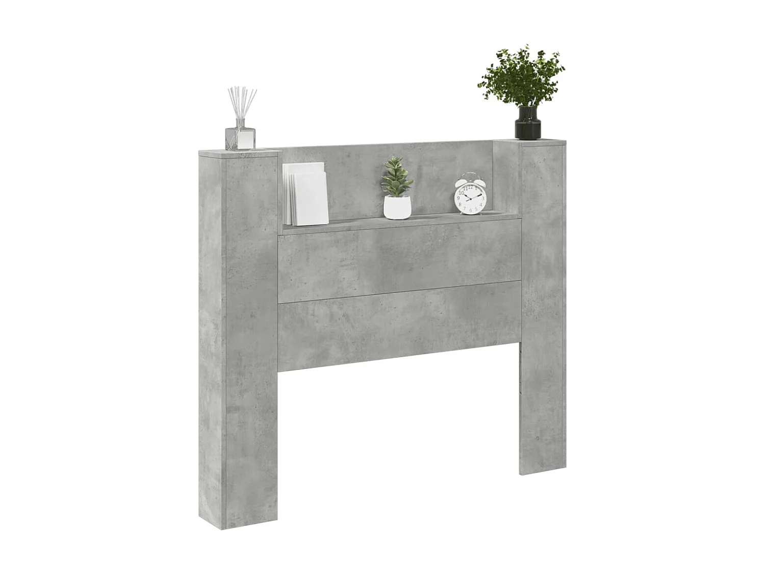 Armoire tête de lit avec LED gris béton 120x16,5x103,5 cm