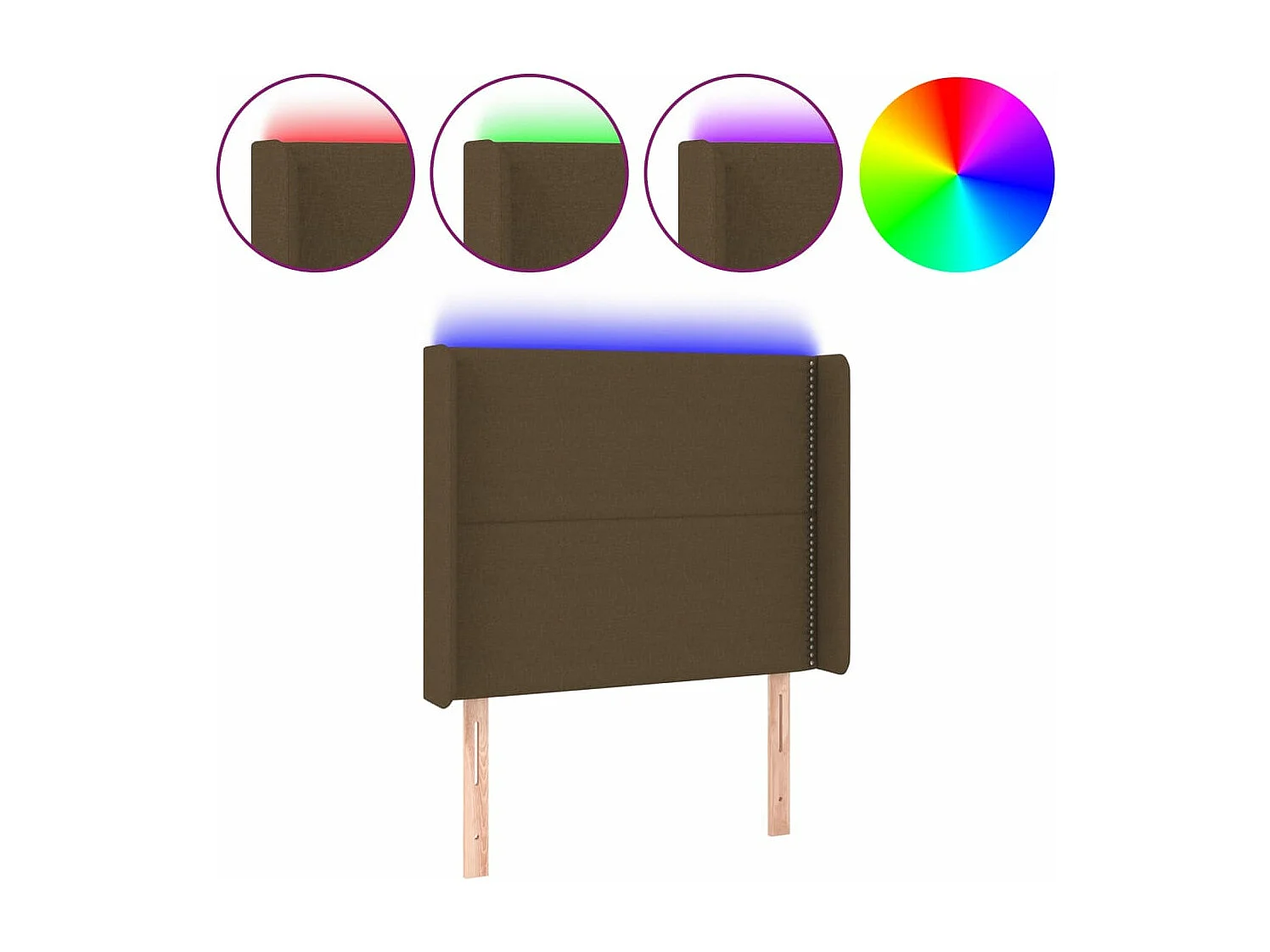 Cabecero con LED de tela marrón oscuro 93x16x118/128 cm