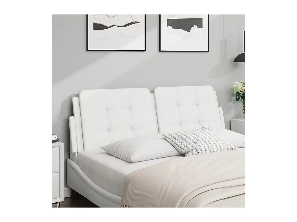 Hoofdbordkussen 140 cm kunstleer wit