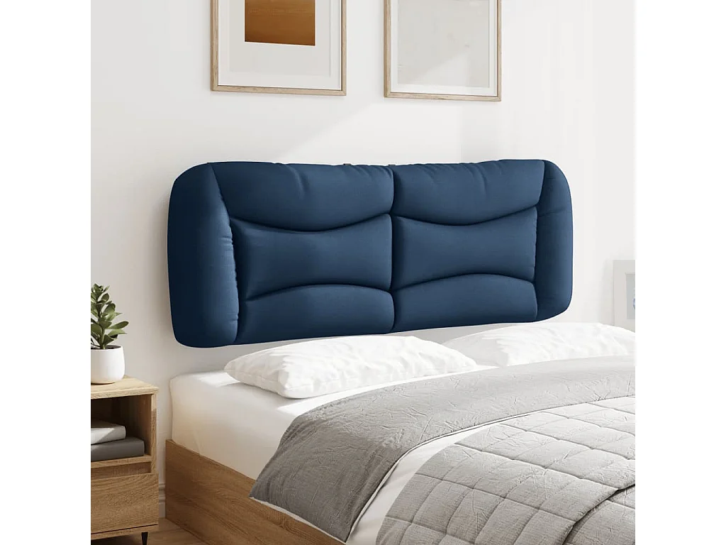 Coussin de tête de lit bleu 120 cm tissu