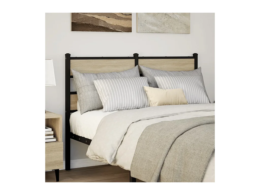 Tête de lit chêne sonoma 120 cm fer et bois d’ingénierie