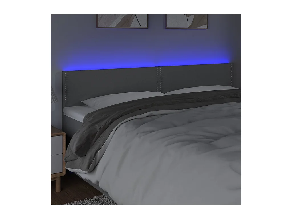 Testiera a LED Grigio Chiaro 160x5x78/88 cm in Tessuto