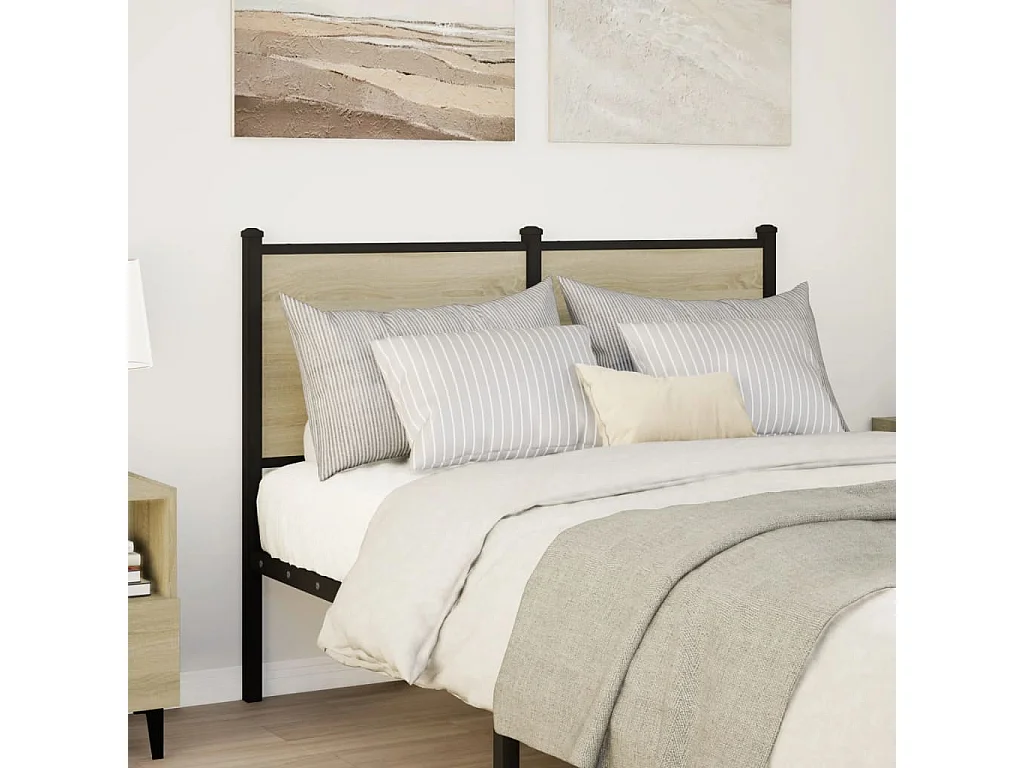 Kopfteil Sonoma-Eiche 120 cm Holzwerkstoff und Stahl