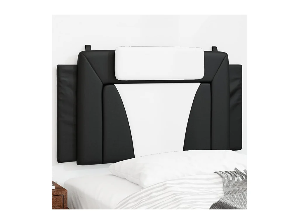 Coussin de tête de lit noir et blanc 100 cm similicuir