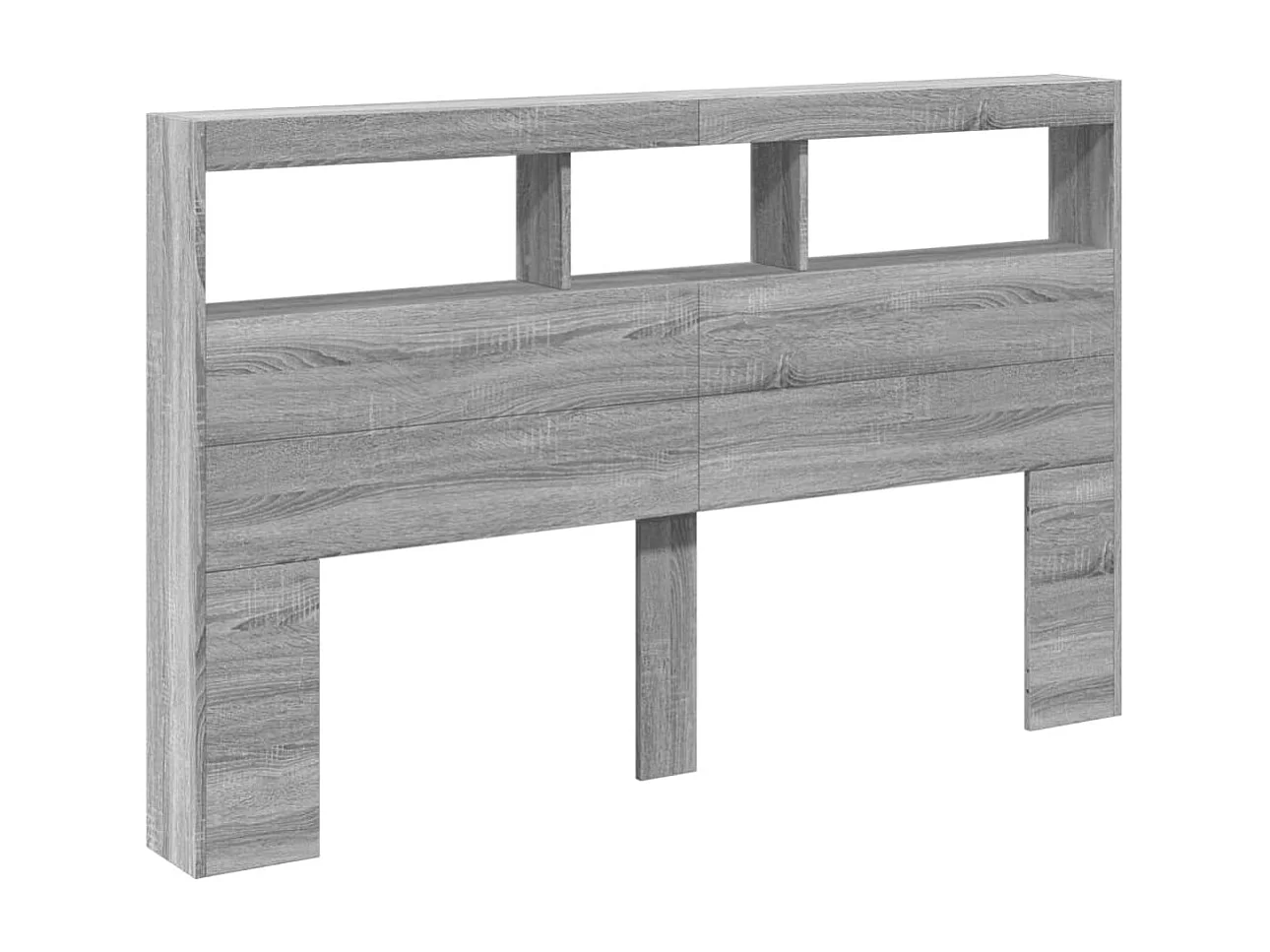 Armário de cabeceira c/ luzes LED 160x17x102 cm cinzento sonoma