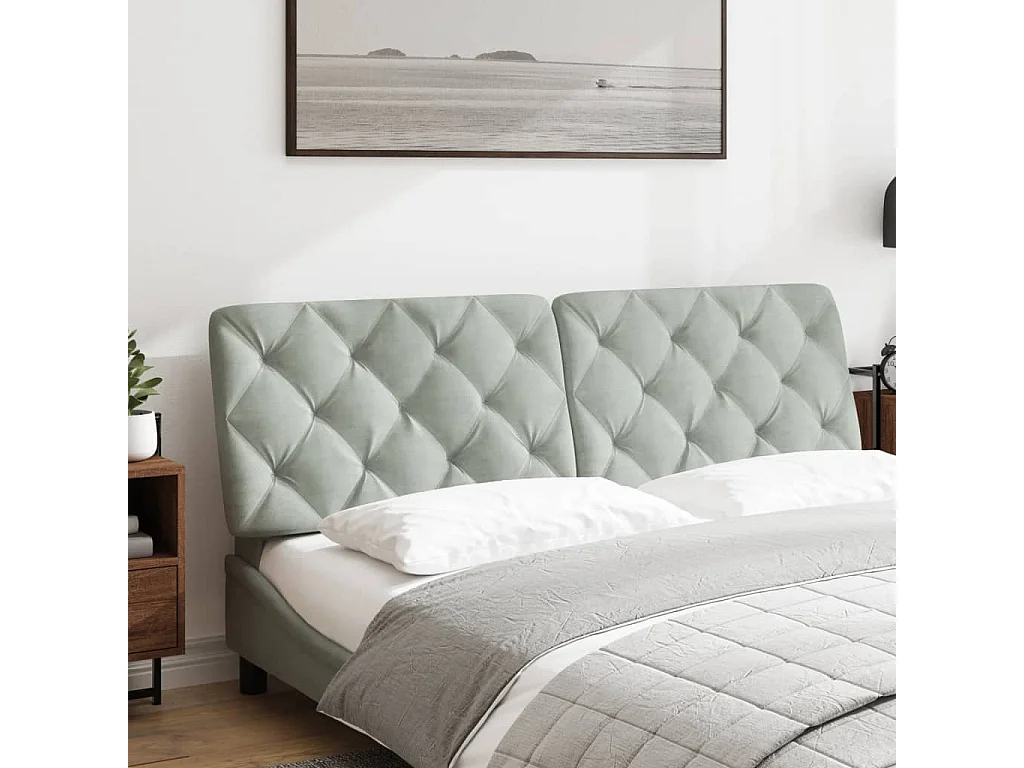 Coussin de tête de lit gris clair 160 cm velours