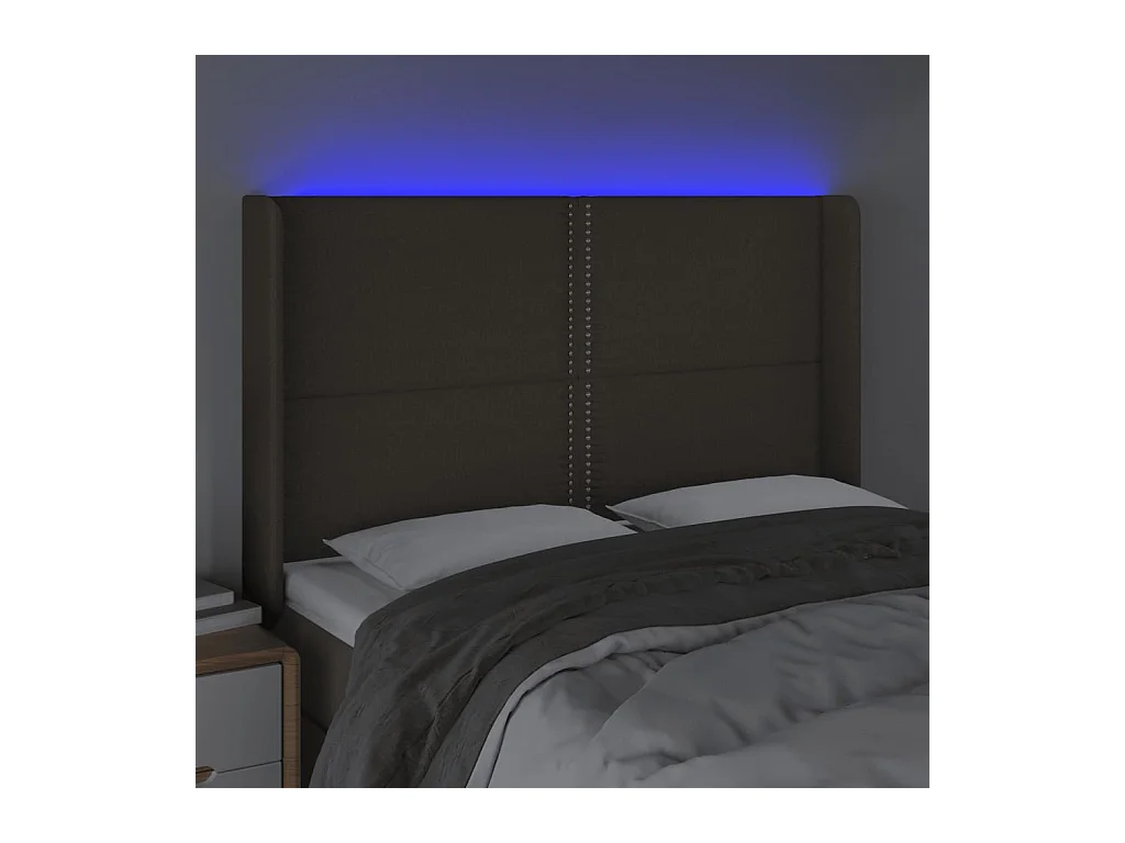 Tête de lit à LED Taupe 147x16x118/128 cm Tissu