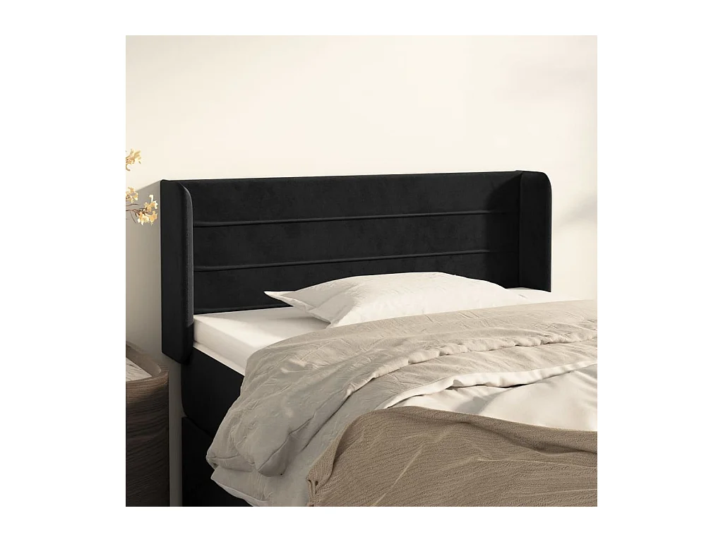 Kopfteil mit Ohren Schwarz 103x16x78/88 cm Samt
