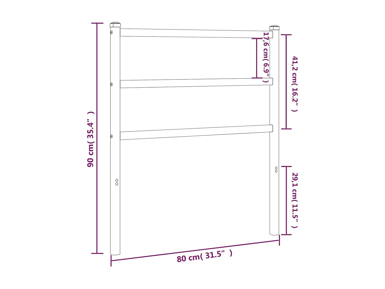 Tête de lit métal noir 75 cm