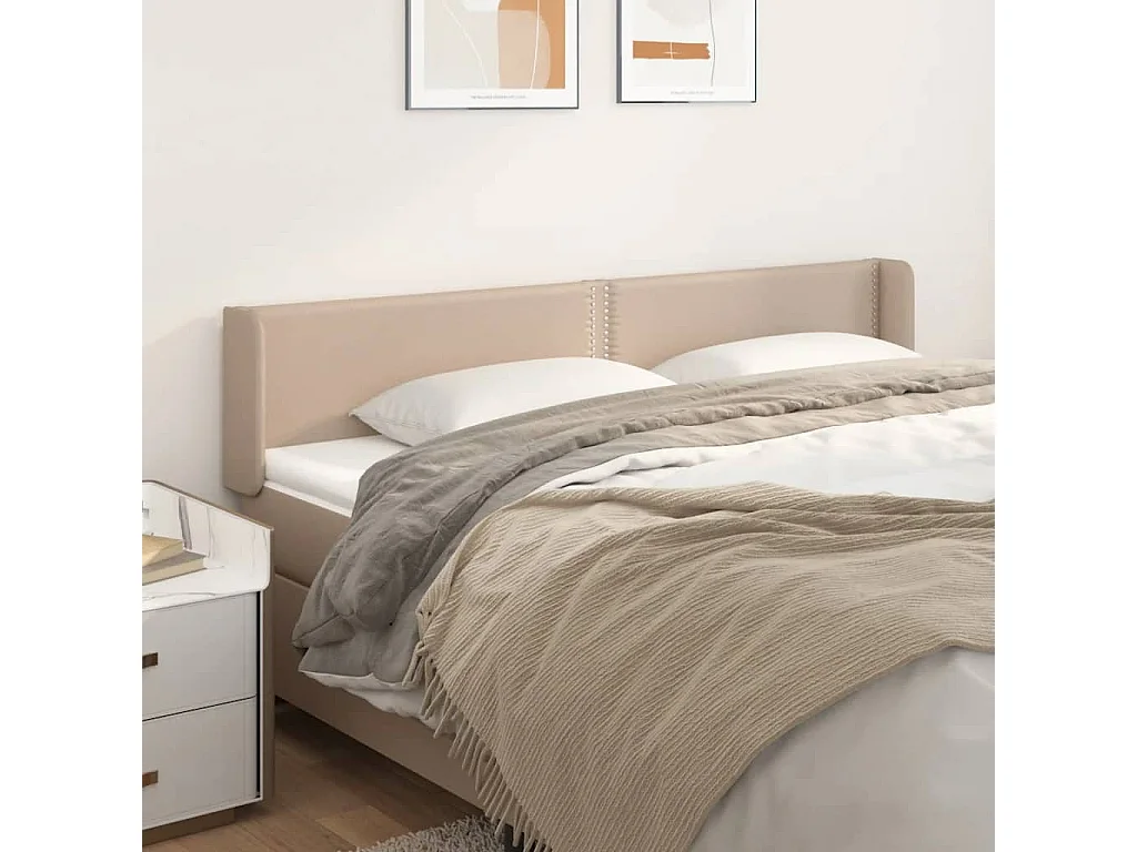 Kopfteil mit Ohren Cappuccino-Braun 203x16x78/88 cm Kunstleder