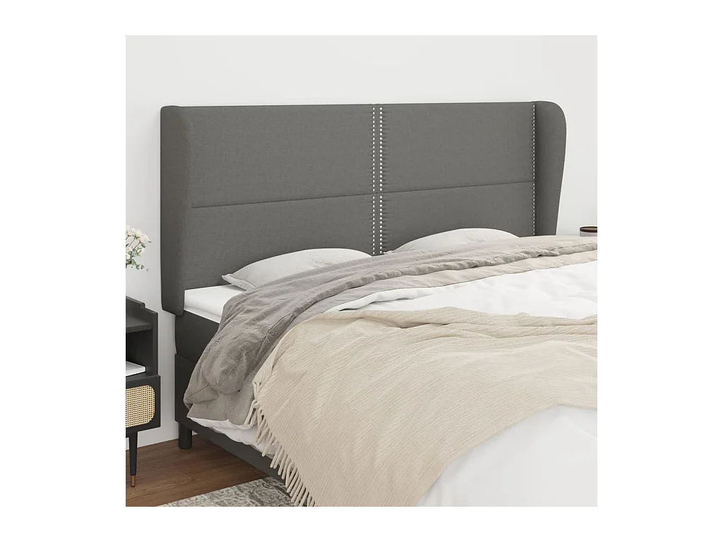Kopfteil mit Ohren Dunkelgrau 183x23x118/128 cm Stoff