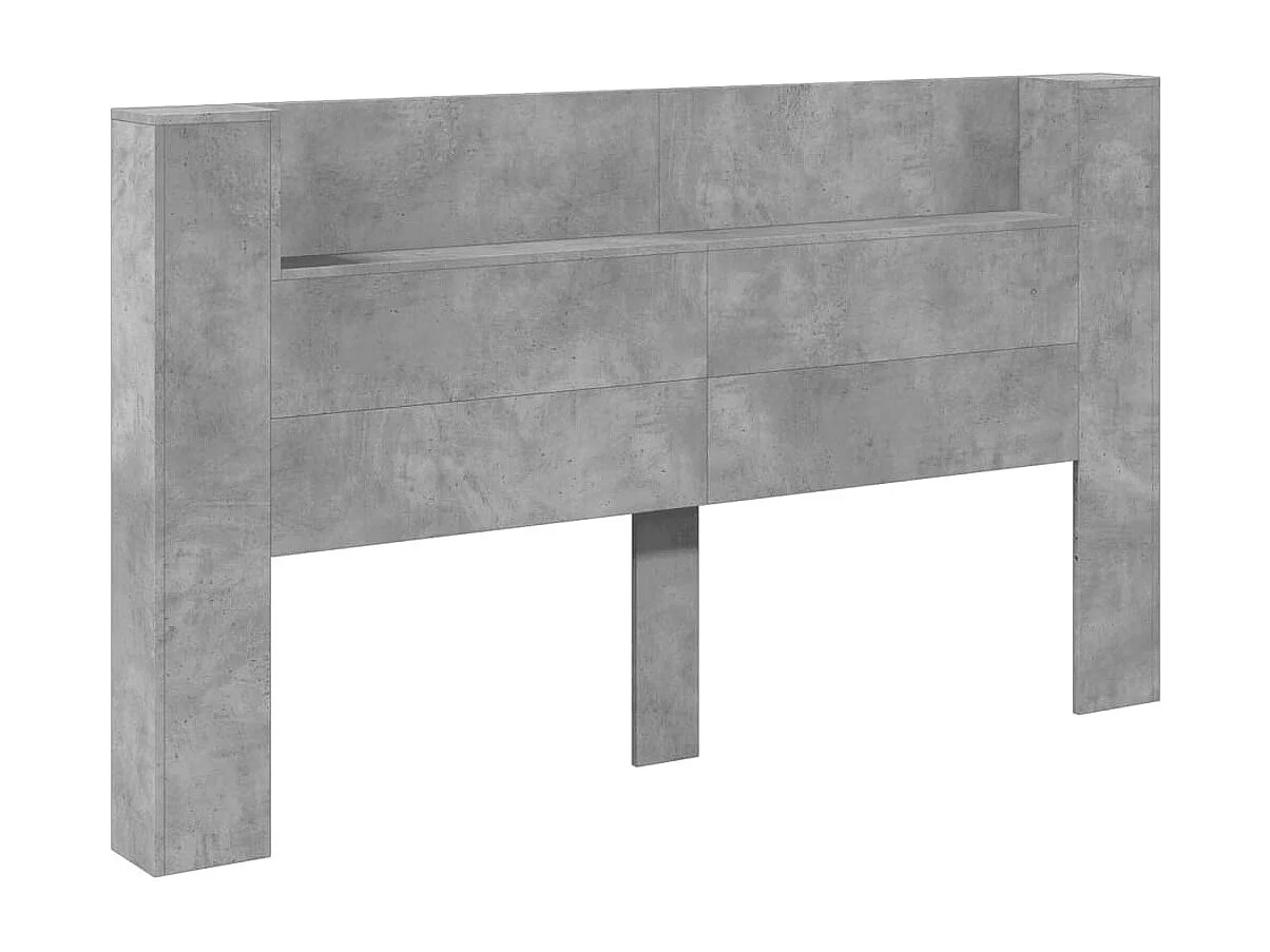 Armoire tête de lit avec LED gris béton 180x16,5x103,5 cm