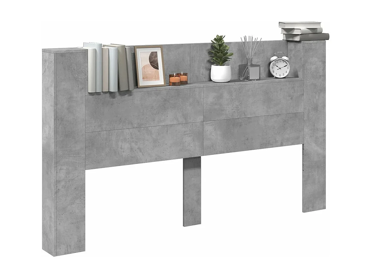 Armoire tête de lit avec LED gris béton 180x16,5x103,5 cm