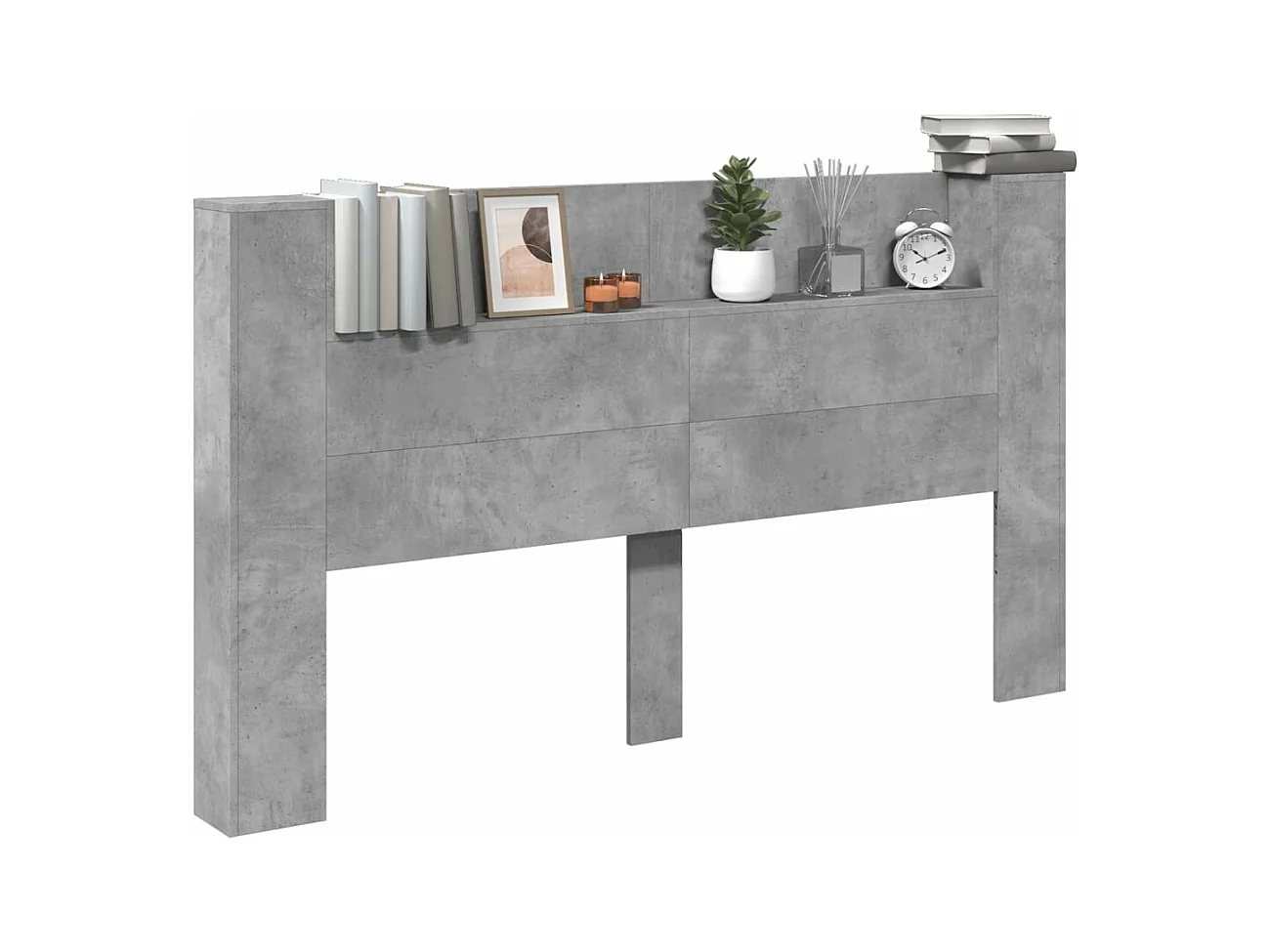 Armoire tête de lit avec LED gris béton 180x16,5x103,5 cm