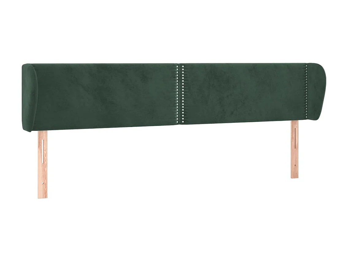 Cabeceira de cama c/ abas veludo 163x23x78/88cm verde-escuro
